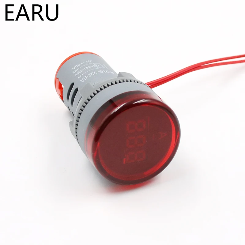 22mm LED Digital Display AC 60-500V 0-100A Ampermeter Ammeter Voltmeter Voltage Current Meter Gauge Indicator Signal Light Pilot