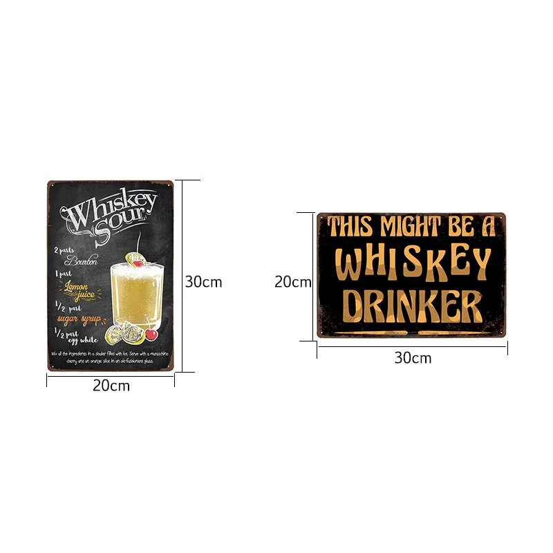 Whiskey Metal Plaque Sign Tin Alcohol Bar Cafe Pub Club Man Cave Vintage Plates Decorative Wall Art Poster Home Decor 20x30cm