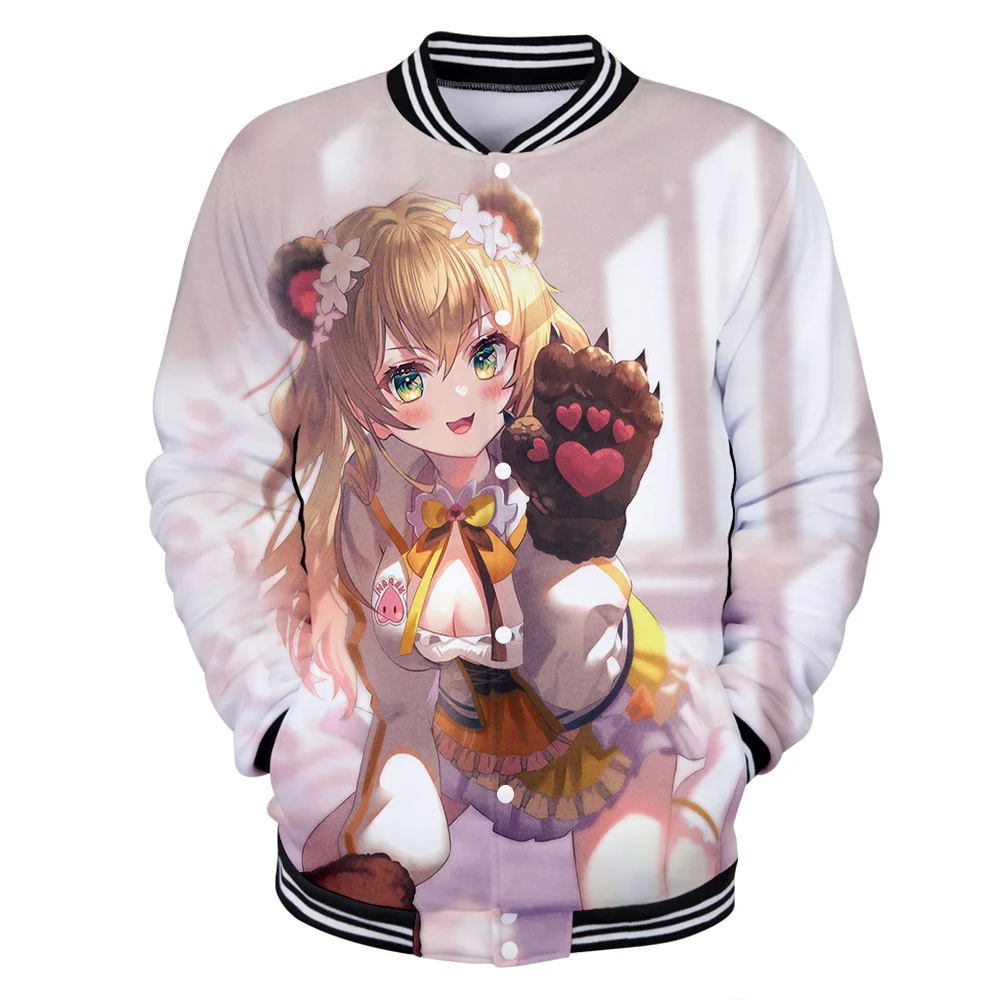 HOLOLIVE VTuber Momosuzu Nene 3D autumn winter  Holiday Men/Women casual Baseball Uniform Streetwear Kawaii Style sweatshirt