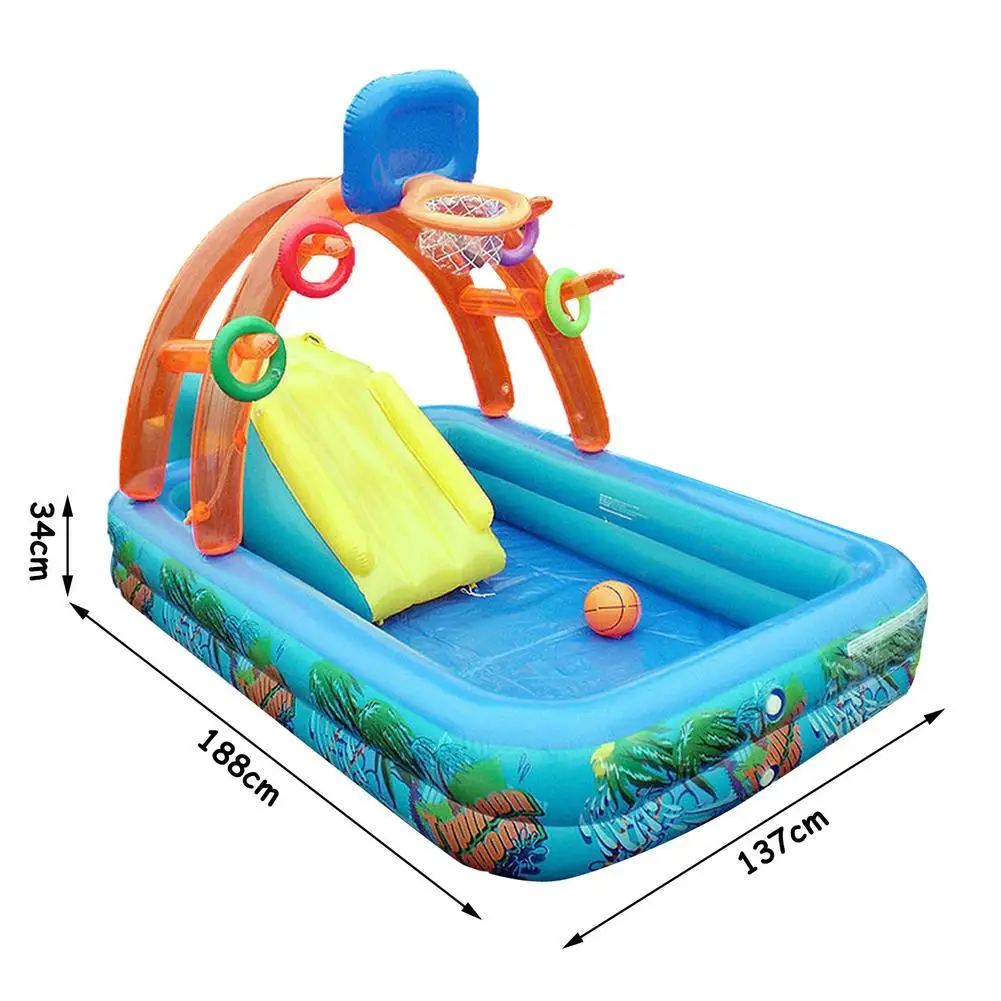 New Water Slide Children Fun Lawn Water Slides Iatables Pools Ring Toss Game For Kids Summer Slide Set Backyard Outdoor Toys