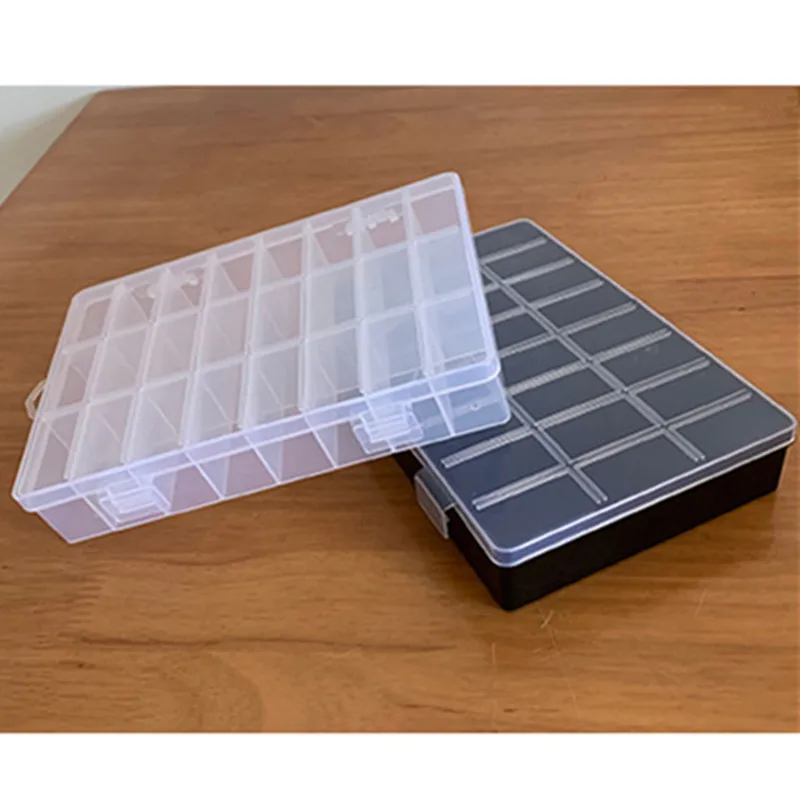 Practical 24 Grids Compartment Plastic Storage Box Jewelry Earring Bead Screw Holder Case Display Organizer Container