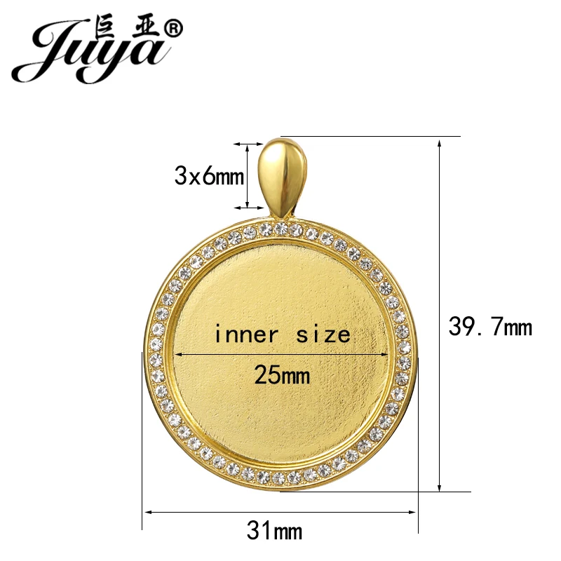 3pcs/lot 25mm Pendant Cabochon Base Settings High Quality Zircon  Blank Tray Charms For Diy Jewelry Making Findings Accessories