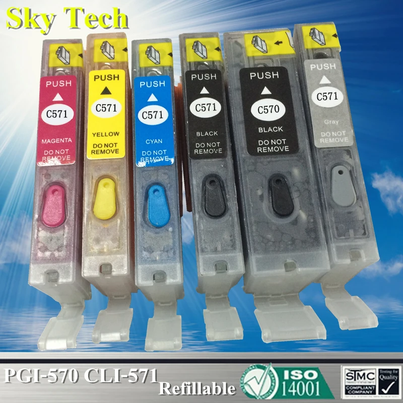 [With ARC] Refillable Ink cartridge For PGI570 CLI571 , For Canon Pixma MG5750/MG6850/MG7750/TS5050/TS5055/TS6050/TS8050/TS9050