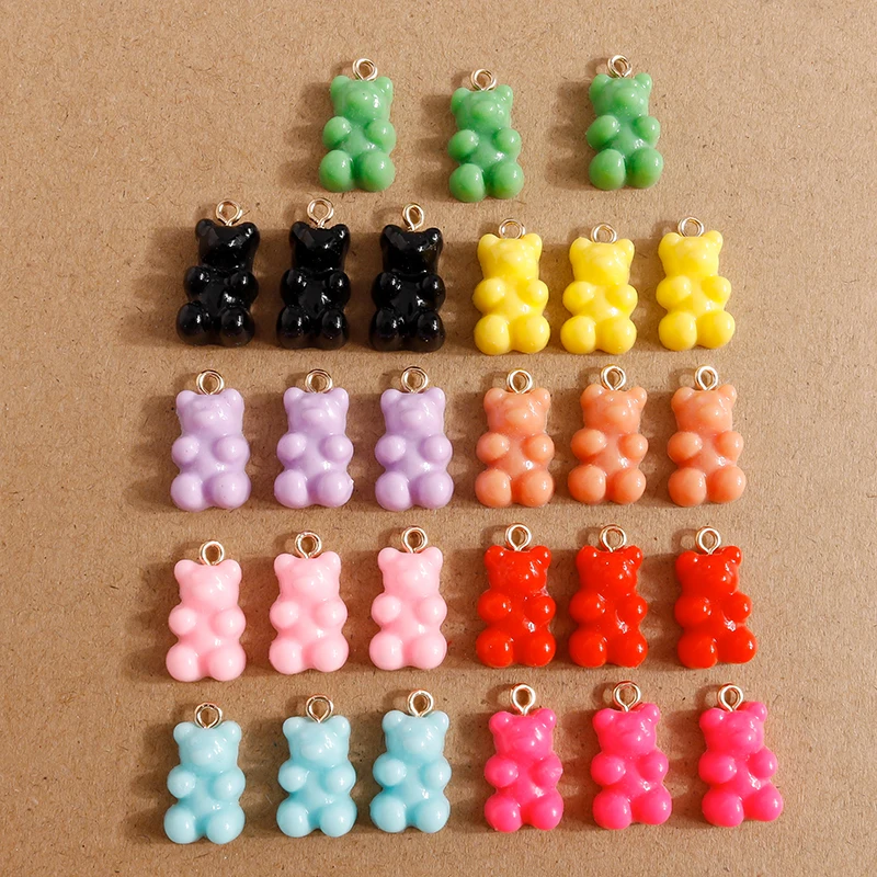 30 stücke 11*20mm Candy Farben Cartoon Bär Charms für Nette Tropfen Ohrringe Anhänger Halsketten Armbänder DIY Handmade schmuck Erkenntnisse – Detail 2