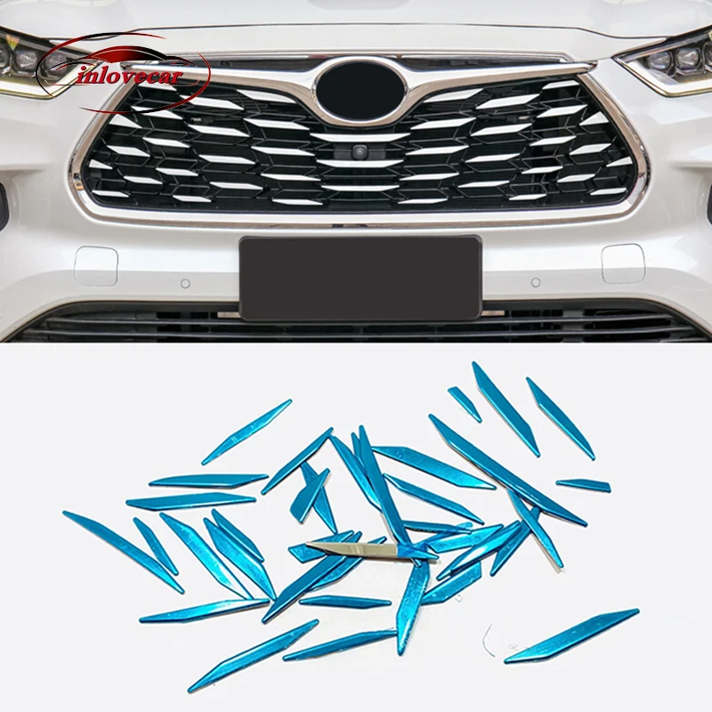 

41 PCS Stainless steel Car Head Grille Fence Decoration strip Cover Trim For Toyota Highlander 2021 2022 Exterior Accessories