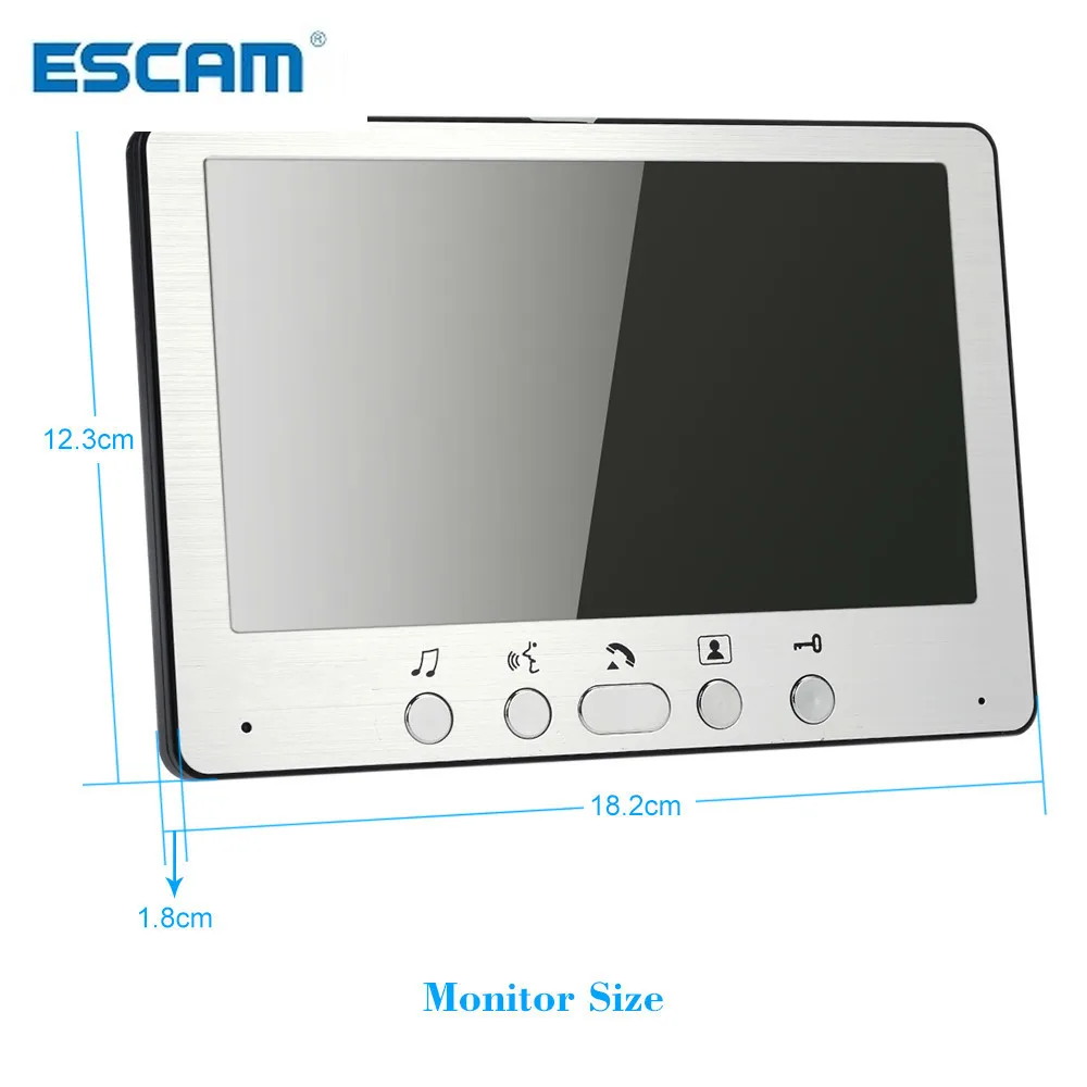 ESCAM 7\'\' TFT LCD Wired Video Door Phone Visual Intercom Doorbell  System Indoor Monitor 700TVL Outdoor Waterproof  IR Camera