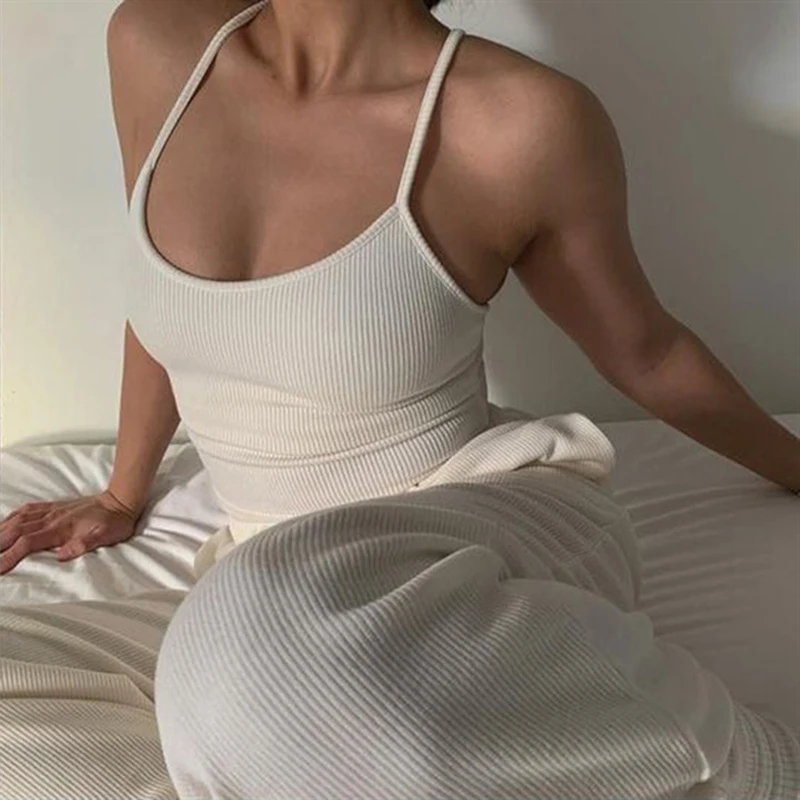 Pure color simple low-cut sexy threaded camisole female summer slim slimming sports and leisure all-match crop top Top women y2k