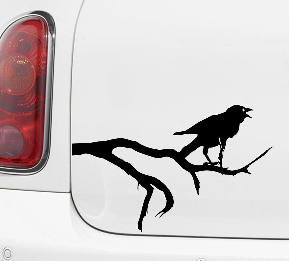 15*9.6cm CAR - Crow on Branch - Raven - Vinyl Car Decal Sticker Cute And Interesting Fashion Sticker Decals