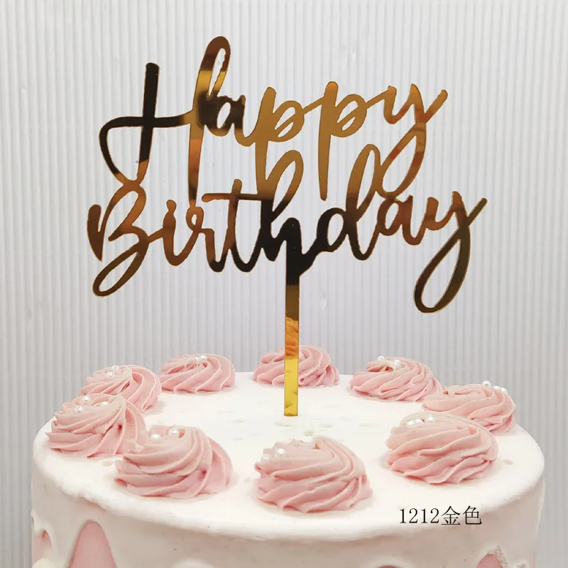 Acryl Happy Birthday Cake Topper Schlichter Goldener Geburtstagstorten-Aufsatz für Kinder Feiertagsgeschenk Dessert-Dekoration Babyparty – Detail 15