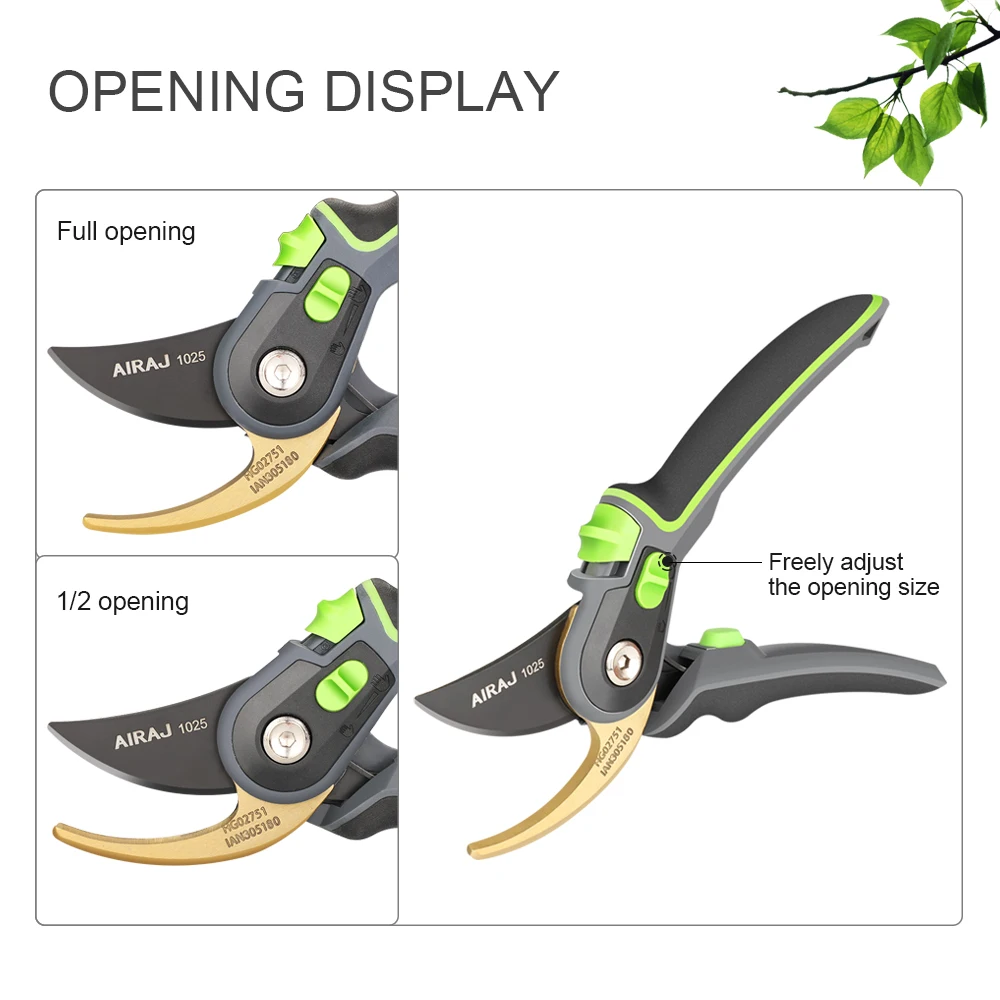 AIRAJ Gardening Pruning Shears Large Opening Fruit Tree ,Flower Pruning Can Cut 24mm Thick Branches with Storage Box