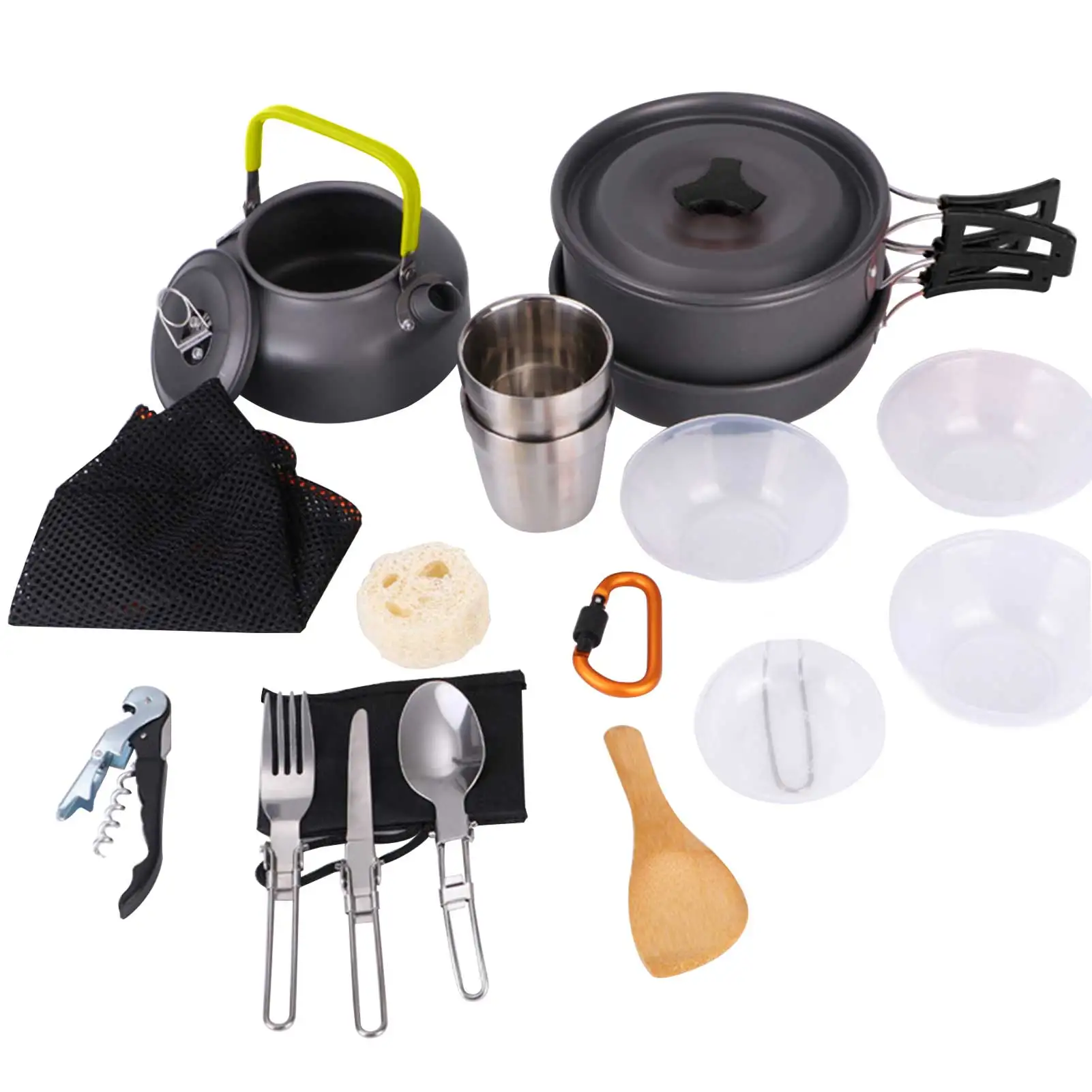 Camping Cookware Kit Lightweight Portable Backpacking Cooking Set Picnic Cooking Pot Pan Cup Sets For Camping Picnic Accessories