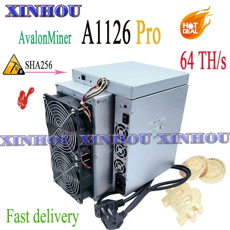 

ASIC miner AvalonMiner A1126Pro 64T sha256 BTC BCH miner Better than Avalon A1066 A1066Pro A1166Pro A1246 AntMiner T19 S19 M30S