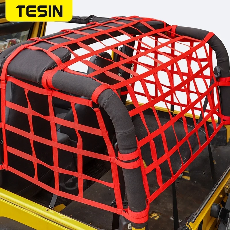 TESIN Car Cover for Jeep Wrangler TJ Car Trunk Roof Luggage Carrier Cargo Net Storage Net for Jeep Wrangler TJ 1997-2006