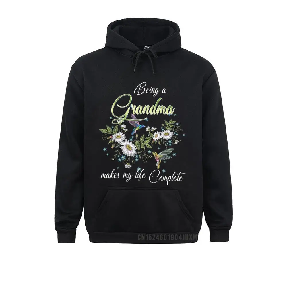 Print Being A Grandma Makes My Life Complete Hummingbird Flowers Men Sweatshirts Clothes