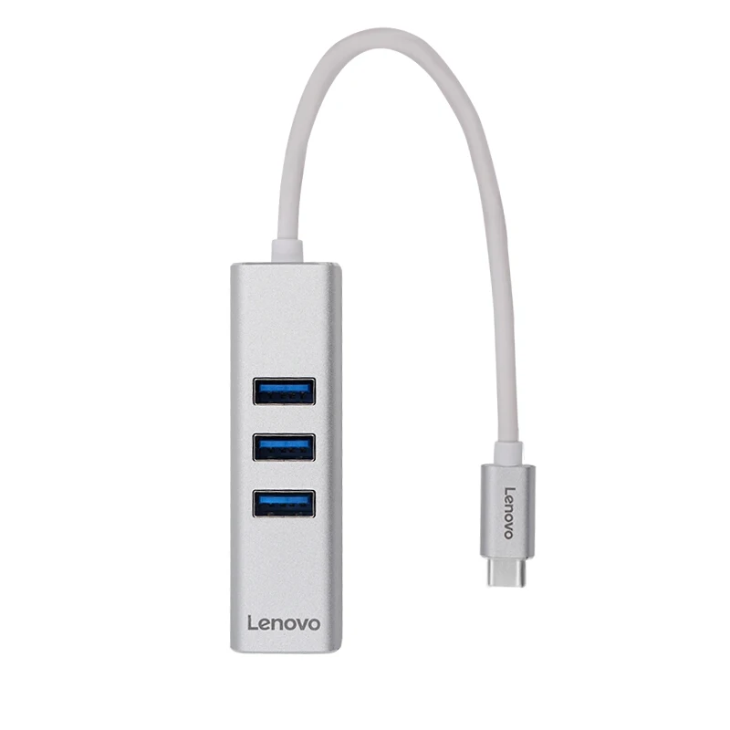 Lenovo-محول HUB USB 3.0 من النوع C إلى RJ45 ، موسع ألومنيوم ، 3 منافذ ، لأجهزة الكمبيوتر المحمولة وأجهزة Macbook