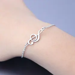 Friendship Bracelets-Music Note Stainless Steel Custom Adjustable Bracelet Fashion Jewelry Musician Womens Accessories