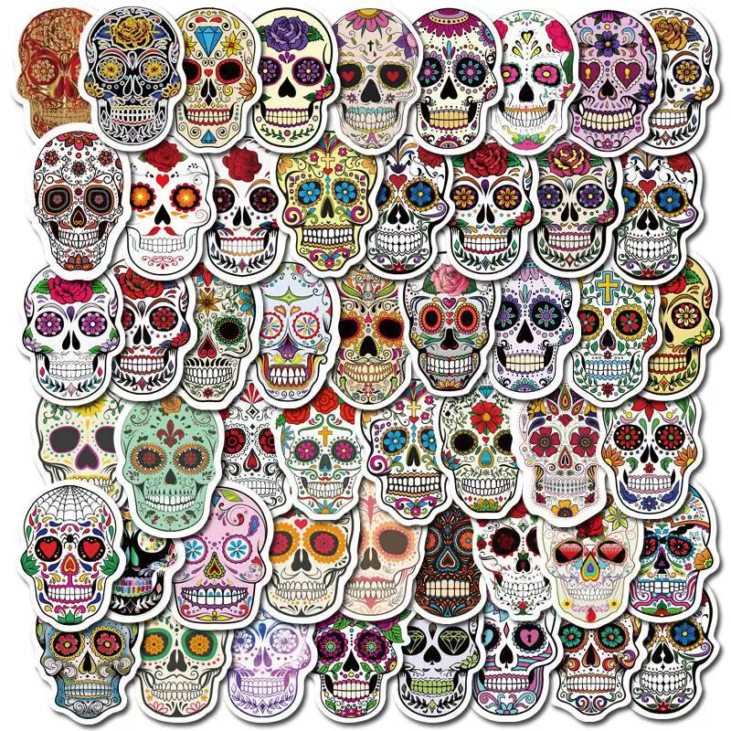 

10/30/50PCS Colorful Skull Skeleton Funny Stickers DIY Car Motorcycle Luggage Phone Guitar Laptop Waterproof Joke Toy Sticker