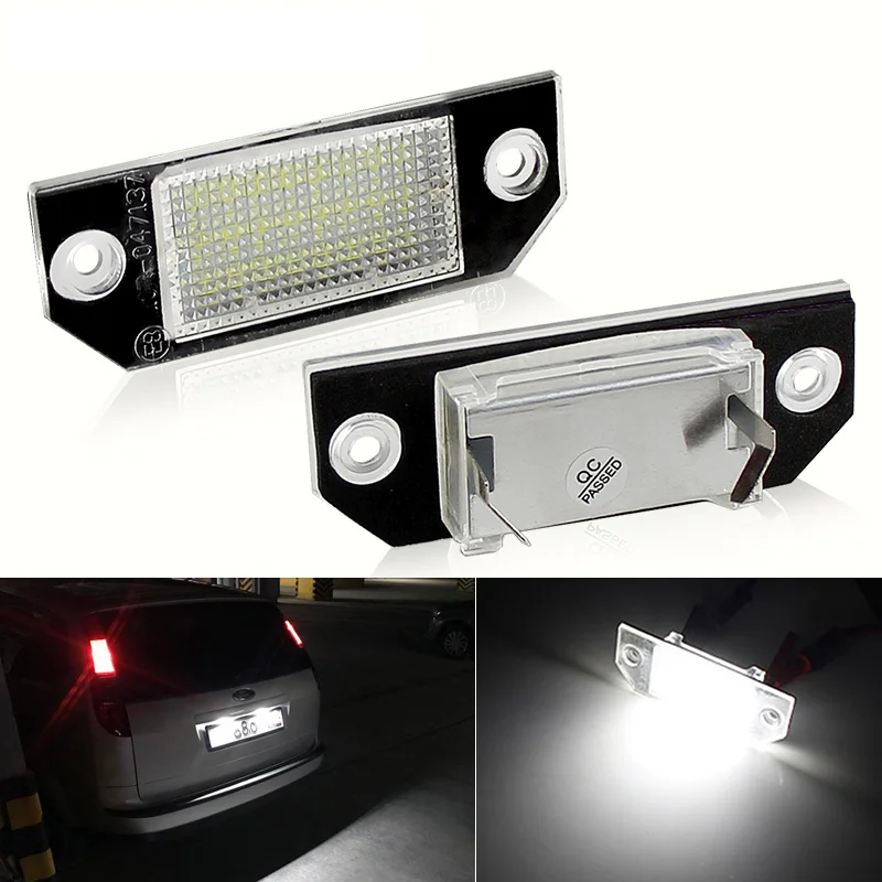 2 SZT. Samochodowe LED-owe oświetlenie tablicy rejestracyjnej, białe światło, pasuje do Forda Focus 2 C-Max, żarówka LED do tablicy rejestracyjnej, 12V