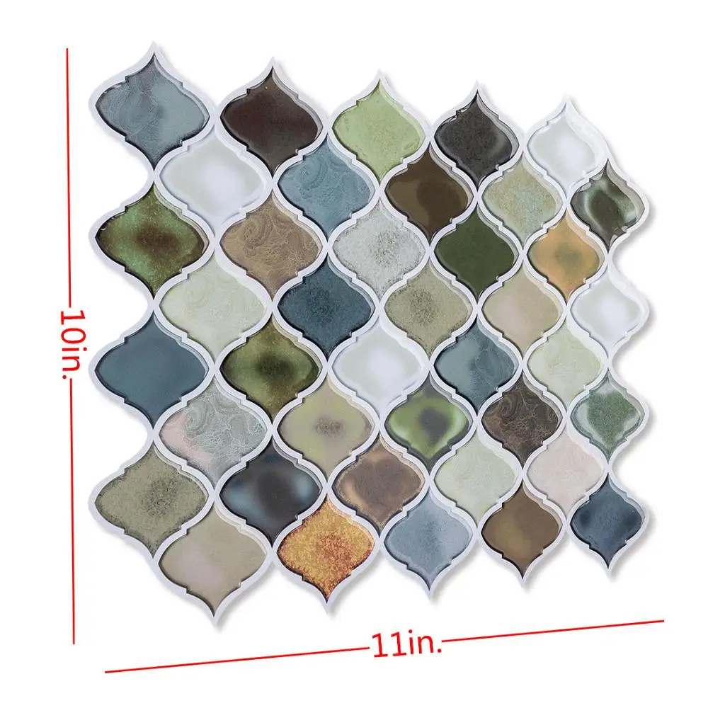 Peel Stick Wallpaper Wall Sticker, Vinyl Wall Covering, Champagne Gold and Green, 250x280mm