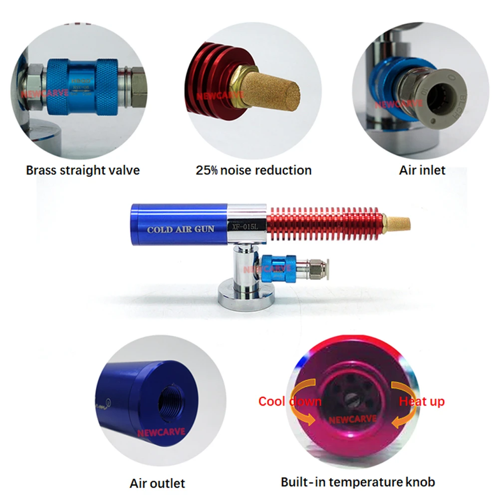 Imagem -05 - Pulverizador de Refrigeração Ajustável Pistola de ar Frio Liga de Alumínio Tubo de Vórtice para Torno Fresagem Resfriamento de ar
