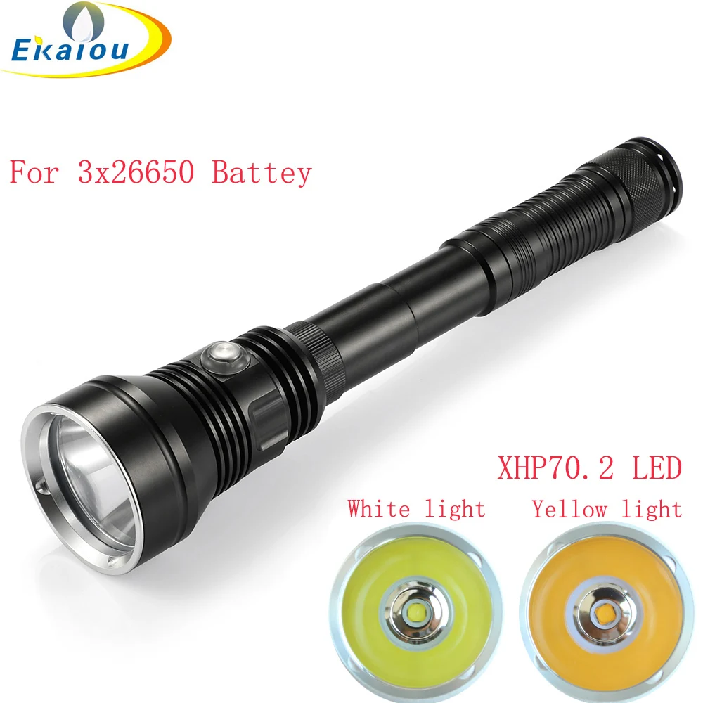 New 6000 Lumen XHP70.2 LED Yellow/White Light Diving Flashlight Professional Underwater 150M Waterproof Torch Outdoor Dive Lamp