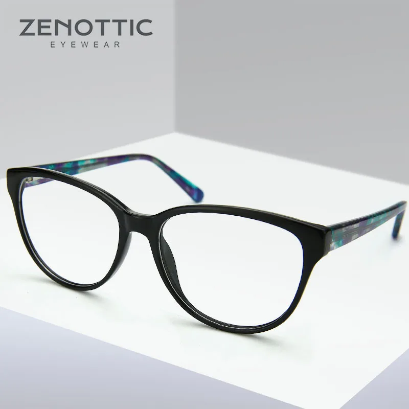 

ZENOTTIC 2023 Vintage Oval Optical Glasses Frame Women Cat Eye Eyewear Urltra-Light Acetate Eyeglasses