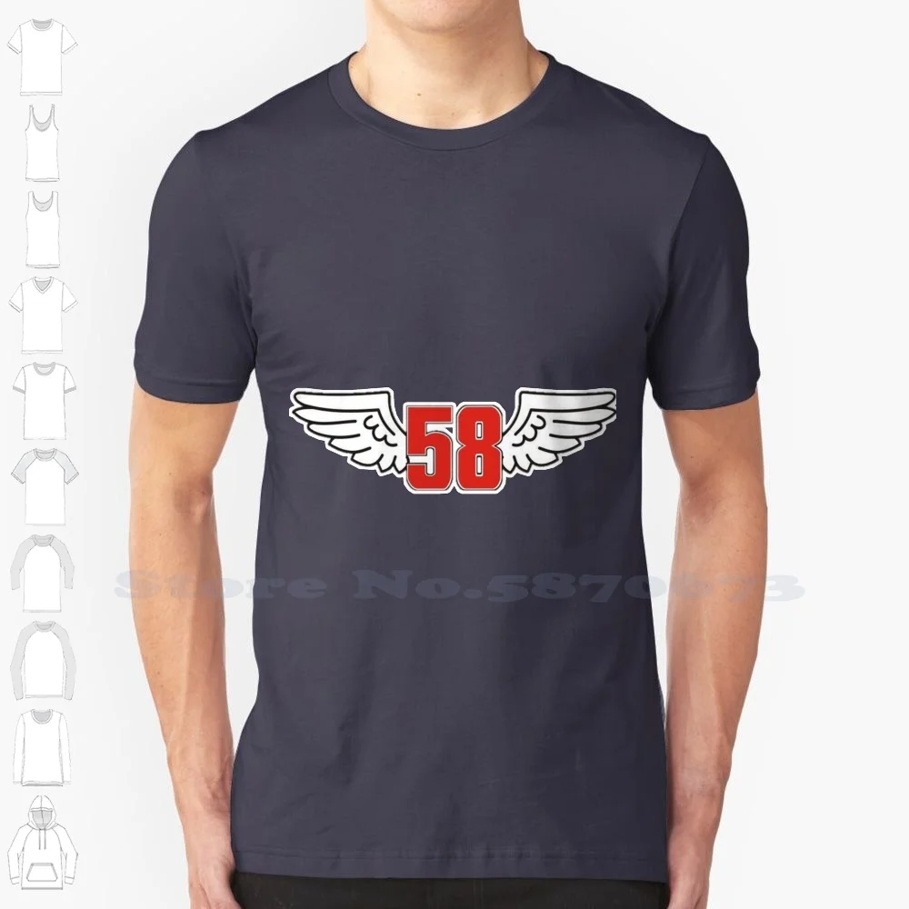 Number 58 100% Cotton T-Shirt Marco Simoncelli 58 Simoncelli Marco Marco Simoncelli Crash Marco Simoncelli Sepang Aksi Ganas