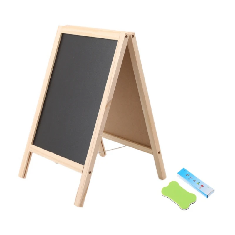 25*40cm Double-sided Foldable Easel Wooden Writing Board Blackboard Drawing Board Wooden Magnetic Message Board Decoration