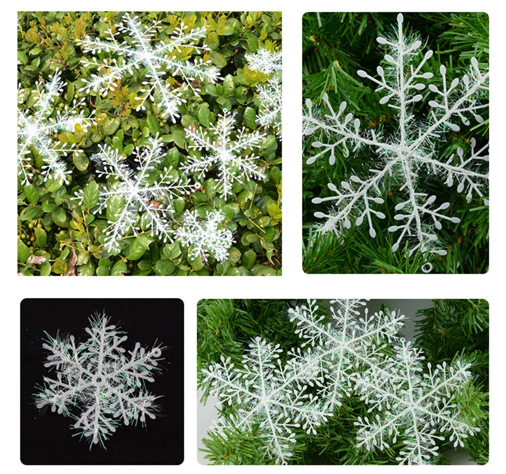 30/60/90Pcs White Snowflake Christmas Tree Ornaments Artificial Snowflake for Home New Year Xmas Navidad Noel Party Decoration