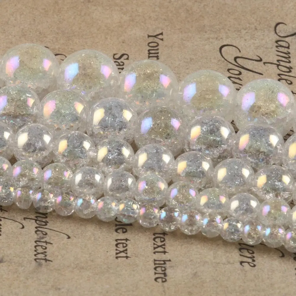 Natural Stone AB White Snow Cracked Quartz Crystal Round Beads For Jewelry Making DIY Bracelet Necklace Acessories 4 6 8 10 12mm - view 6