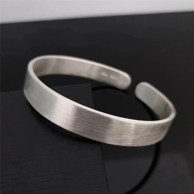 999 sterling silver bracelet frosted men s and women s pure silver bracelets glossy brushed matte opening couple silver bracelet AliExpress