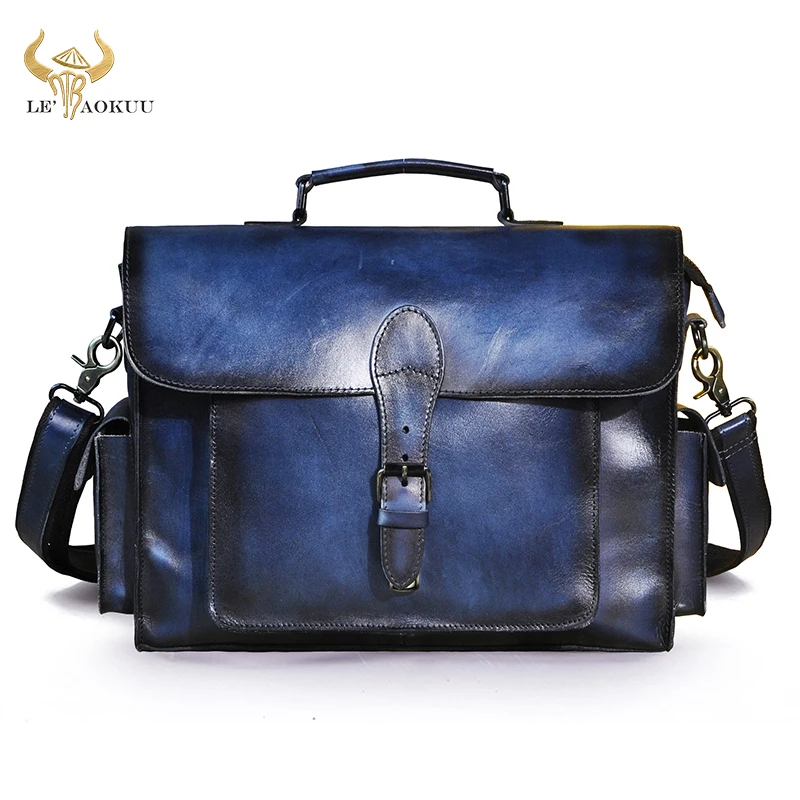 

Men Genuine Leather Designer Business Briefcase 13" Laptop Document Case Vintage Commercia Attache Portfolio Crossbody Bag 2058