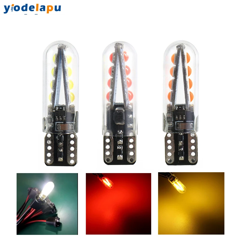 2pcs/Lot W5W T10 Led Car Lights Glass 12V 24V Auto Reading Dome Width License Plate Lamp White Red Yellow Bulbs