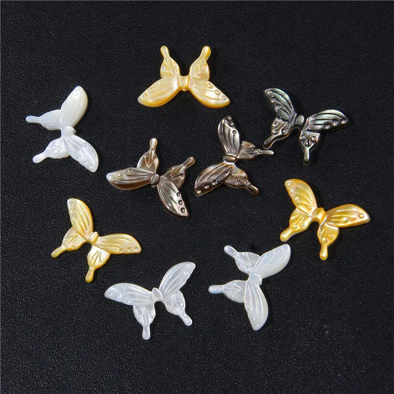 Natural Shell Butterfly Carved Charms Mother of Pearl Oyster Shell Butterfly Beads For Jewelry Making Diy Handwork Necklace