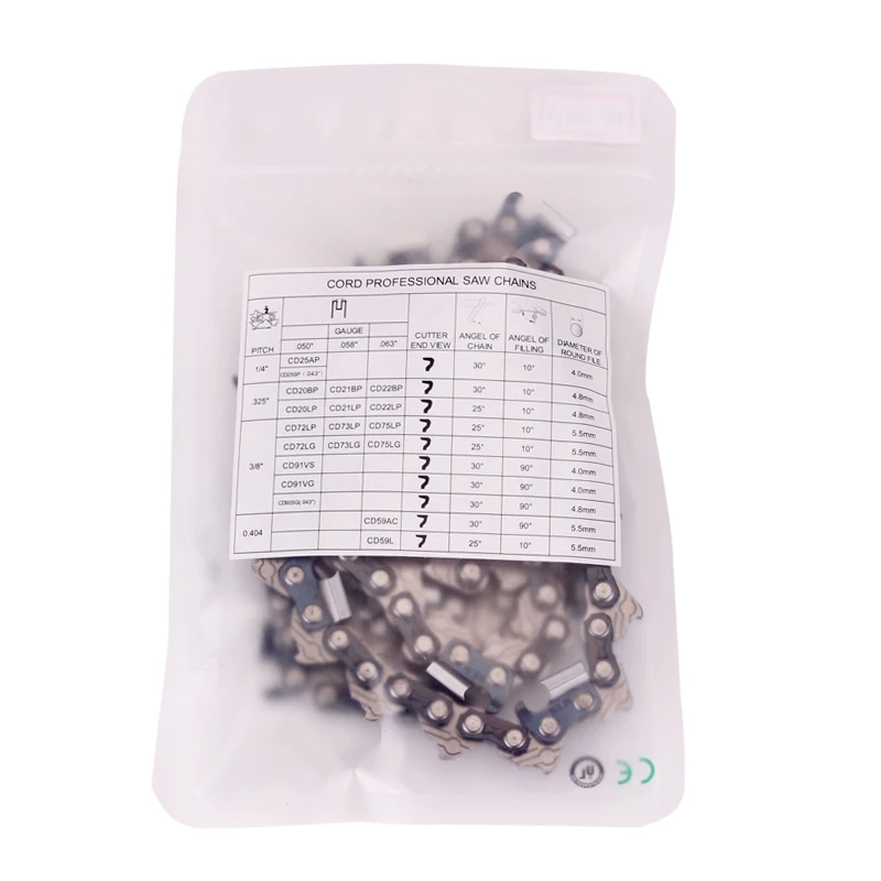 

CORD 18-дюймовые 0,325 дюйма, калибр 0,0363/1,6 мм, 72 приводные звенья, цепи для бензопилы, быстрорежущие полу/полные долоточные цепи
