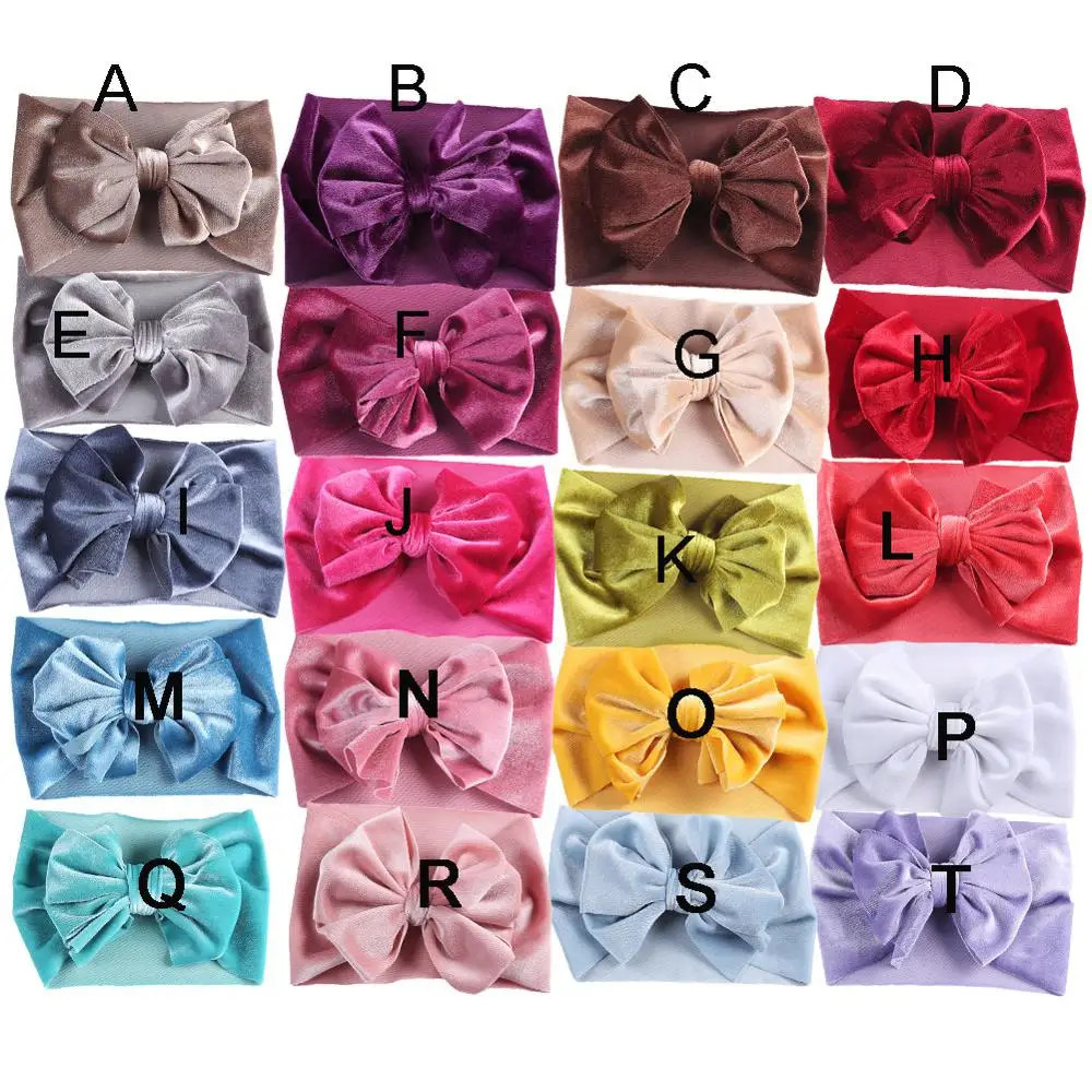 20pc/lot Newborn Velvet Hair Bow Headband ,kids girls Wide Turban Headbands Baby Velvet Head wraps Party hair accessories Props