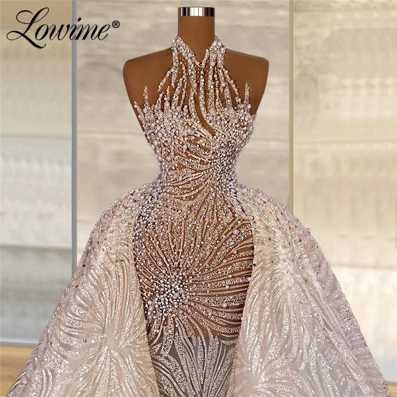 

2021 Robes De Soiree Plus Size Middle East Women Evening Gowns Pearls Beading Mermaid Prom Dresses Customized Party Gowns