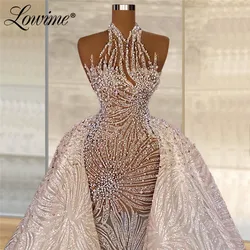 2021 Robes De Soiree Plus Size Middle East Women Evening Gowns Pearls Beading Mermaid Prom Dresses Customized Party Gowns