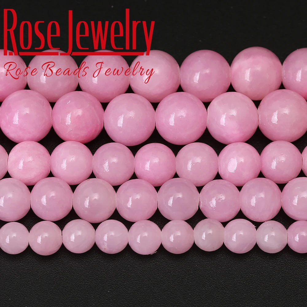 Wholesale Natural Stone Pink Jades Chalcedony Beads Round Loose Beads 4/6/8/10/12 mm For DIY Necklace Bracelet Jewelry Making