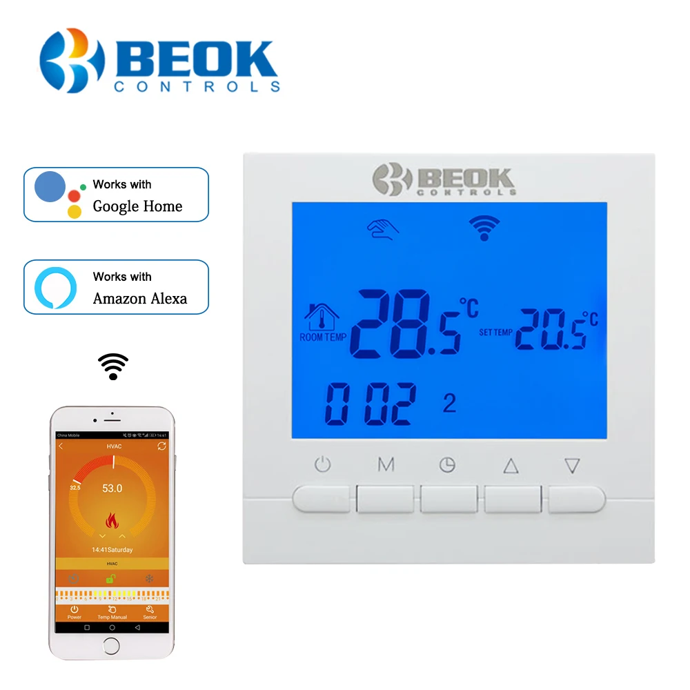 Beok BOT-313WIFI caldeira a gás aquecimento termostato inteligente wi fi regulador de temperatura para caldeiras trabalhar com alexa casa do google