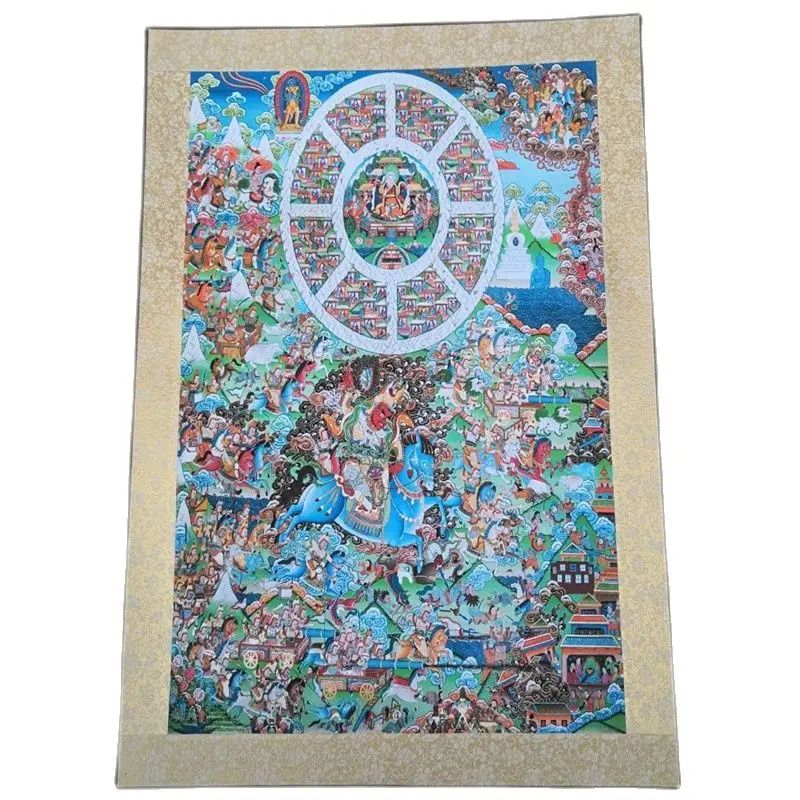 China Old Tibet Paper Thangka Like Hanging Painting Fengshui Tibetan Buddha