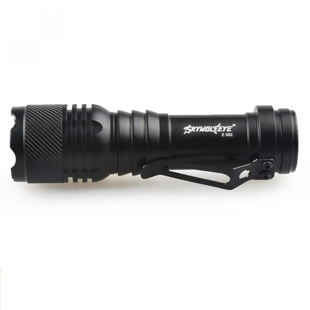 SKYWOLFEYE-Luz LED E502 800LM Q5, 3 modos de Flash, lámpara de antorcha impermeable con zoom