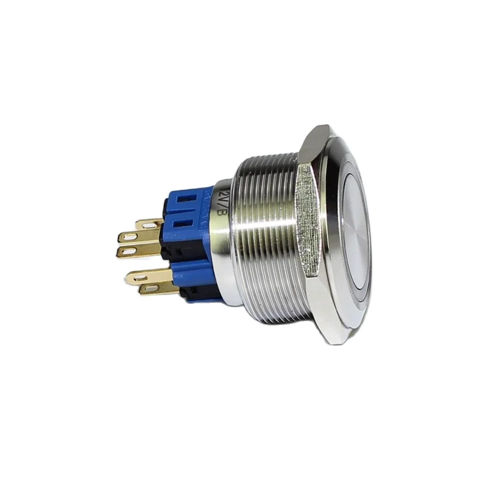 25mm Green Ring LED Metal 6 Pins Self-Locking Latching Push Button Anti Vandal Electric Switch Waterproof 6V,12V, 24V,110V, 230V