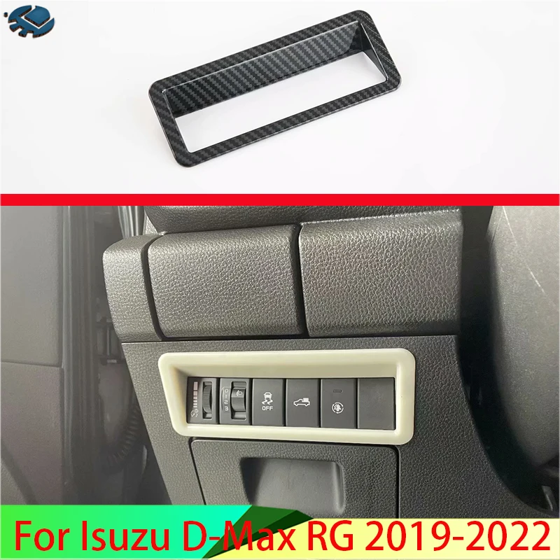 For Isuzu D-Max RG 2019-2022 Car Accessories Carbon Fiber Style Head Light Switch Button Control Panel Cover Trim Bezel