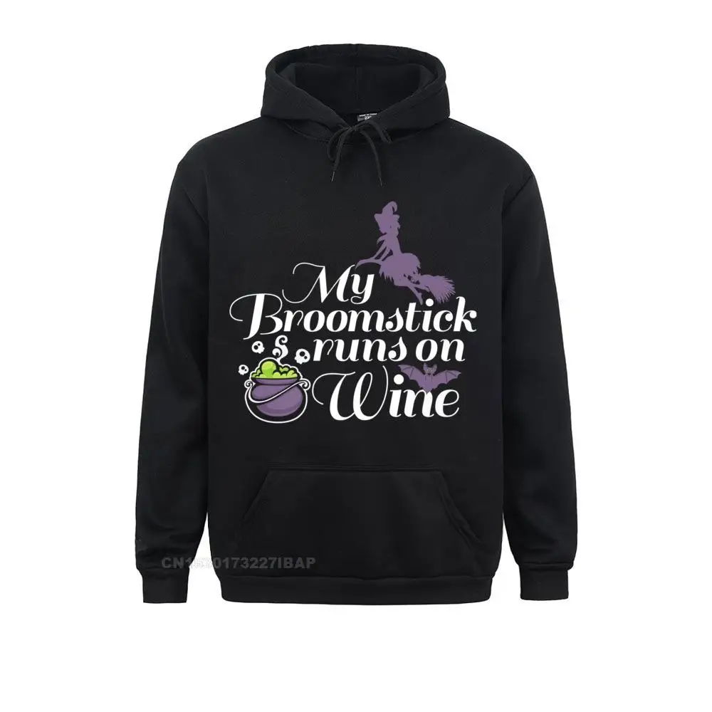 

My Broomstick Runs On Wine Halloween Witch Moto Biker Hoodies For Men Wholesale Long Sleeve Sweatshirts Fitness Sportswears