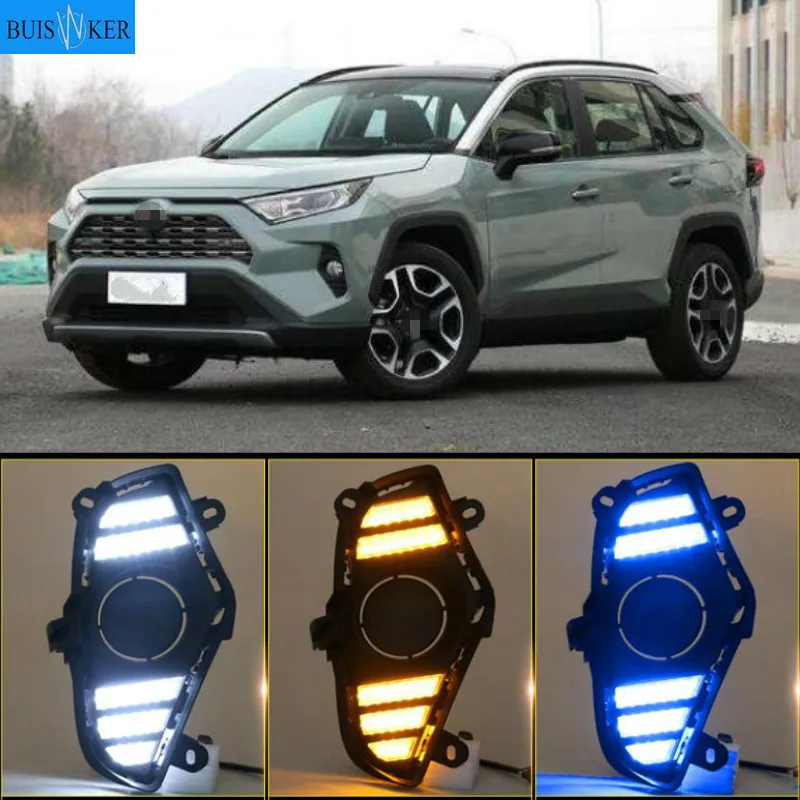 

2Pcs DRL For Toyota RAV4 2019 2020 LED Daytime Running Light Waterproof with flow Yellow Turn Signal Bumper