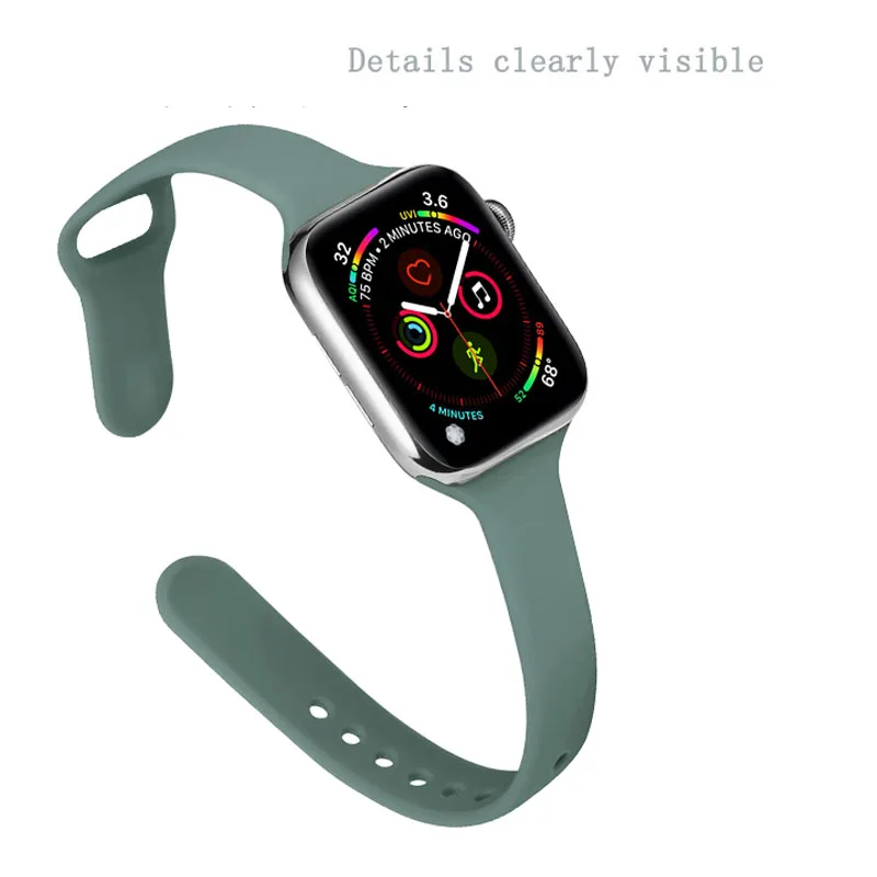 Slim Strap for Apple Watch band 44/45/42/mm 41/38/40mm Silicone Sport Fashion watchband correa bracelet iWatch series 7 6 5 4 se