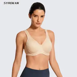 Syrokong sutiã esportivo feminino de alto impacto, cobertura total e moldado por arame roupa íntima para treino ativo