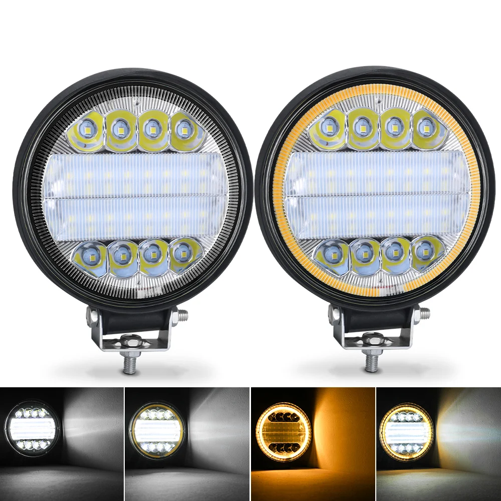 

Car Light Assembly 72W 24LED Led Work Lights Round 12V 24V Spot LED Light Bar For 4x4 Offroad ATV UTV Tractor Fog Lamp Yellow