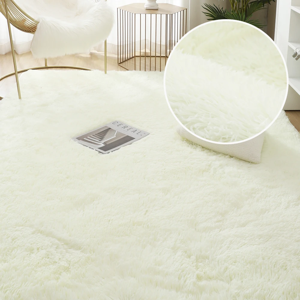 White Fluffy Carpet Plush Carpets Living Room Decoration Thicken Bedroom Bedside Mats Non-slip Children\'s Room Soft Large Rugs